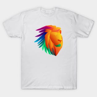 Cute Color Gradient Lion Shape Head Drawing T-Shirt